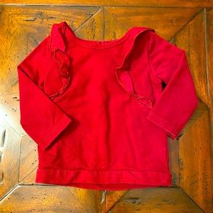 Maroon Ruffle Shoulder Thick Long Sleeve Sweatshirt, Carters Size 9 Months